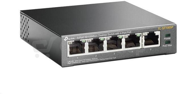 TP-Link switch TL-SF1005P (5x100Mb/s, 4xPoE+, 67W, fanless)