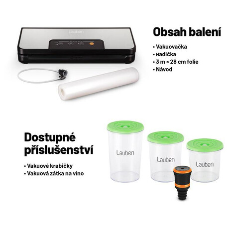 SET Vakuovaka Lauben Vacuum Sealer 60SB + Sous Vide Stick SV01 + Nhradn flie 2805, 2 ks