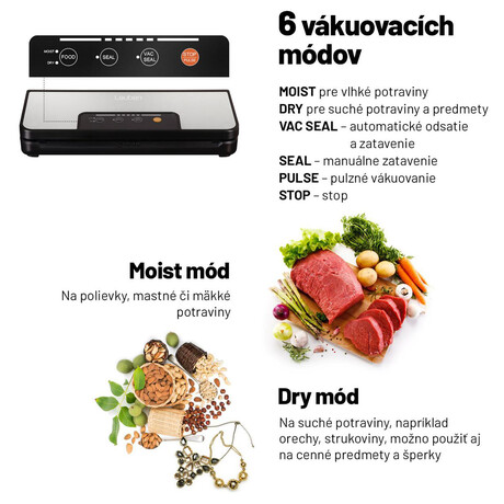 SET Vakuovaka Lauben Vacuum Sealer 60SB + Sous Vide Stick SV01 + Nhradn flie 2805, 2 ks