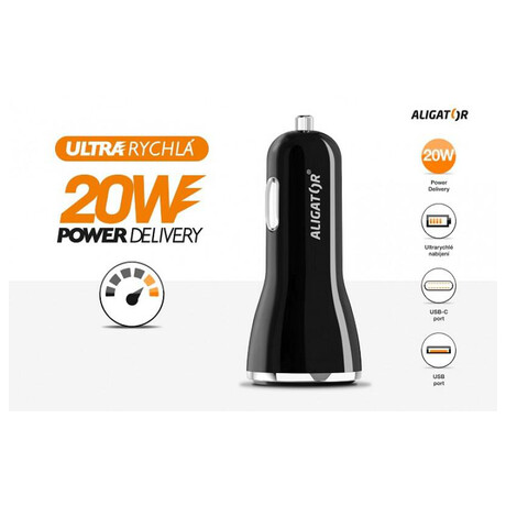 Aligator Power Delivery 20W, USB-C +&nbsp;USB-A, černá (foto 3)