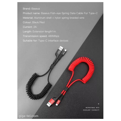Baseus Spring-loaded USB-C cable 1m&nbsp;2A (foto 7)