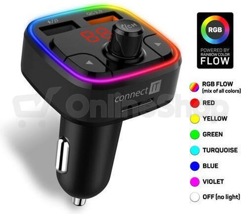 CONNECT IT CarRGB Bluetooth transmitter, 2xUSB+MicroSD, černá (CCC-9090-BK)