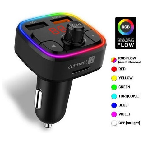 CONNECT IT CarRGB Bluetooth transmitter, 2xUSB+MicroSD, černá (CCC-9090-BK)
