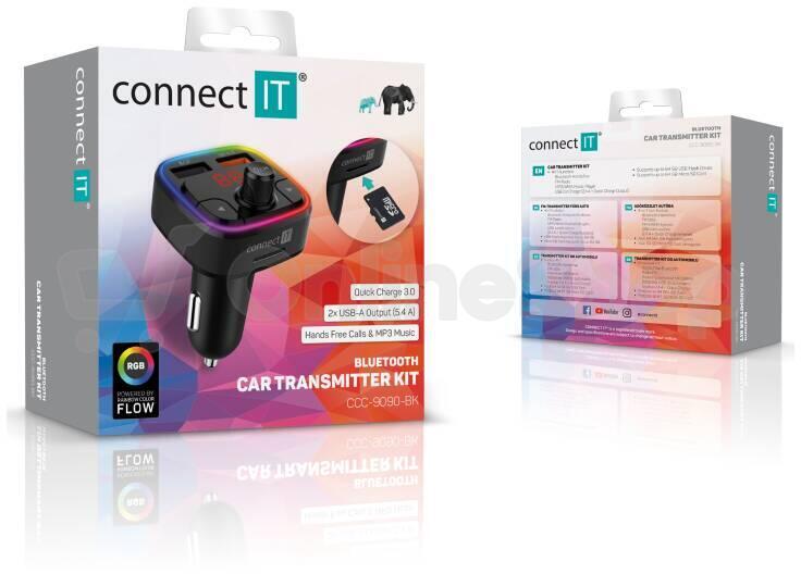 CONNECT IT CarRGB Bluetooth transmitter, 2xUSB+MicroSD, černá (CCC-9090-BK)
