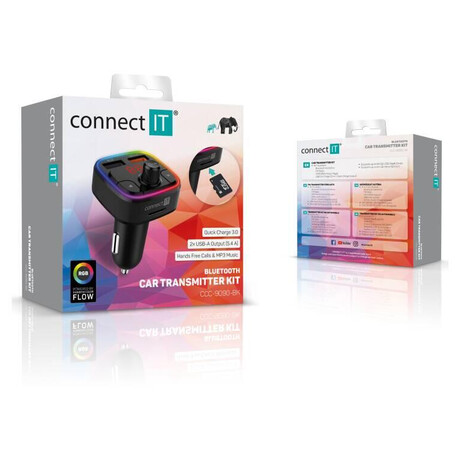 CONNECT IT CarRGB Bluetooth transmitter, 2xUSB+MicroSD, černá (CCC-9090-BK)