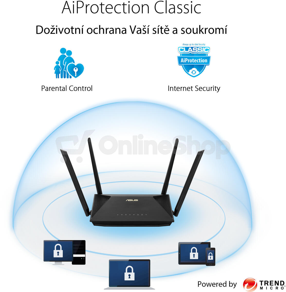 Asus RT-AX53U (AX1800) WiFi 6 Extendable Router, 4G/5G Router replacement, AiMesh (90IG06P0-MO3510)