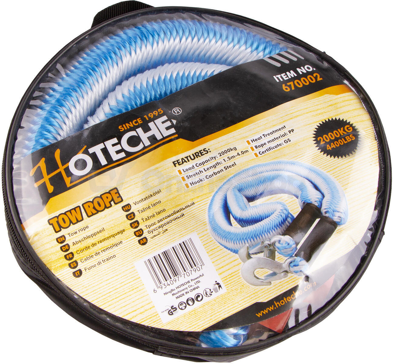 Tažné lano pružné Hoteche HT670002, 2 t