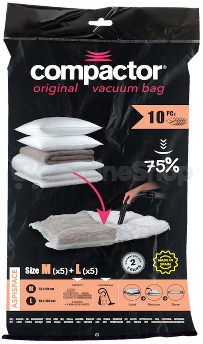 Sada vakuových úložných pytlů Compactor Bag Aspispace 5x M 70 litrů + 5x L 120 litrů