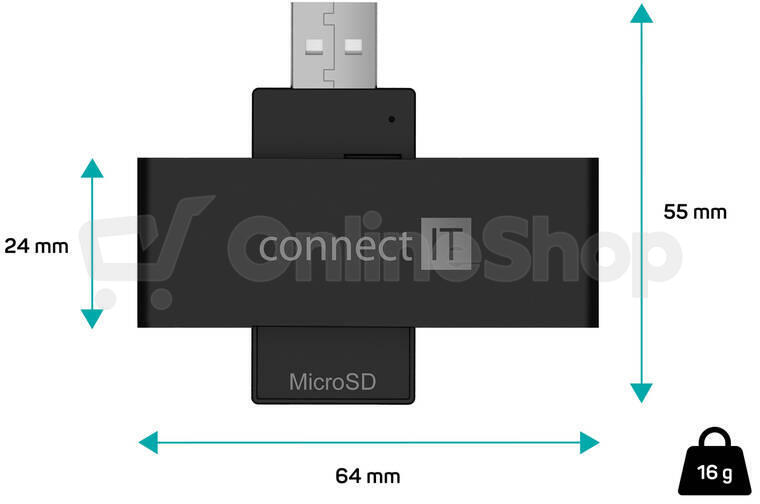 CONNECT IT USB čtečka eObčanek a čipových karet, ČERNÁ (CFF-3000-BK)