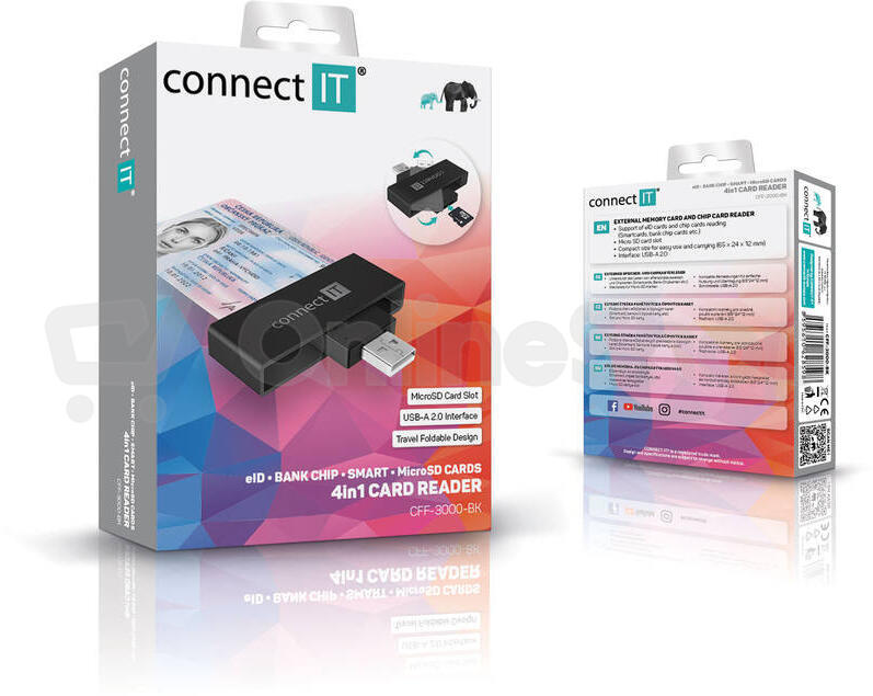 CONNECT IT USB čtečka eObčanek a čipových karet, ČERNÁ (CFF-3000-BK)
