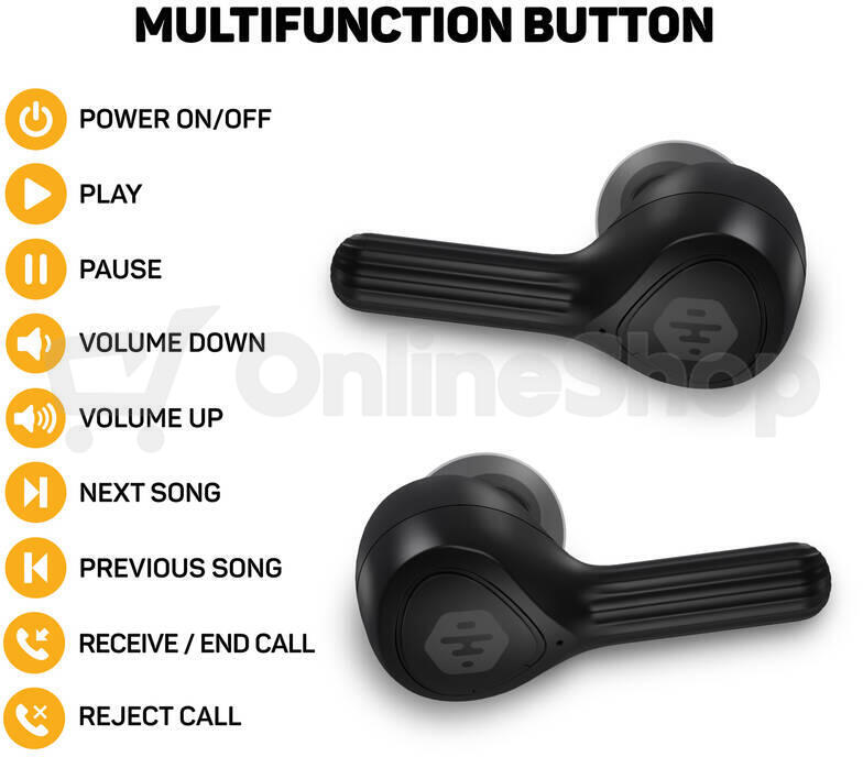 CONNECT IT HYPERBASS True Wireless Sonic+ sluchátka do uší s mikrofonem, ČERNÁ (HEP-5300-BK)