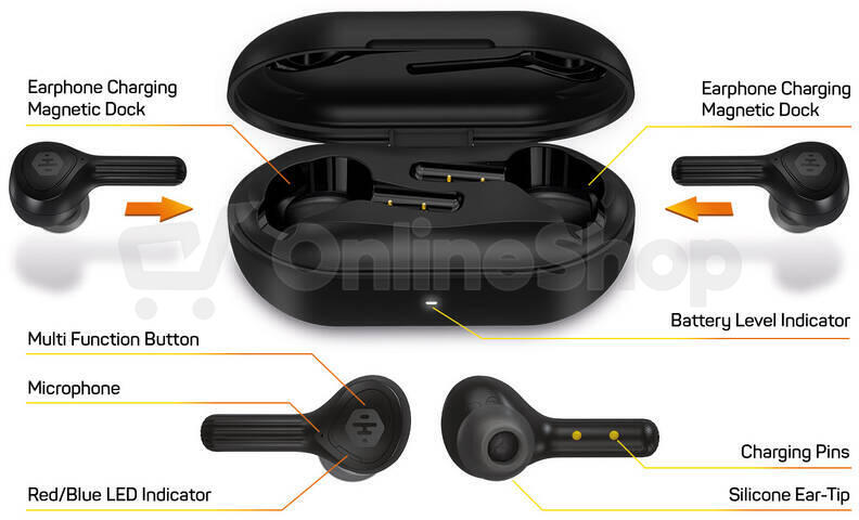 CONNECT IT HYPERBASS True Wireless Sonic+ sluchátka do uší s mikrofonem, ČERNÁ (HEP-5300-BK)