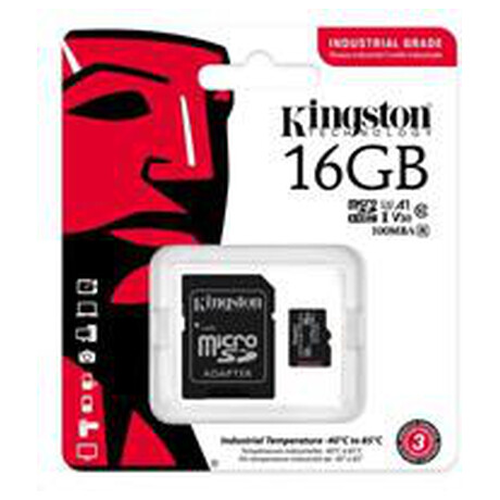 KINGSTON 16GB microSDHC Industrial C10 A1 pSLC Card + SD Adapter (SDCIT2/16GB)