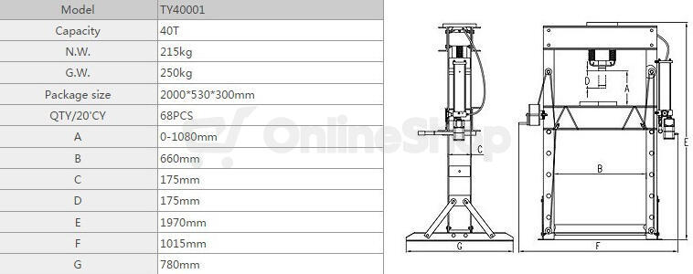 Hydraulický lis 40t, AHProfi - TY40002