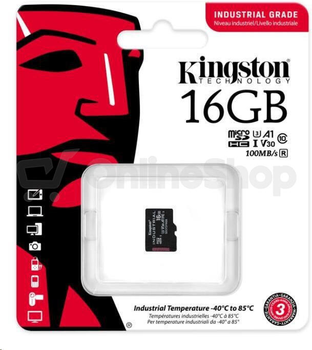 Kingston Industrial/micro SDHC/16GB/UHS-I U3 / Class 10 (SDCIT2/16GBSP)