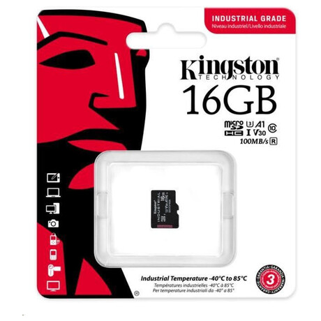 Kingston Industrial/micro SDHC/16GB/UHS-I U3 / Class 10 (SDCIT2/16GBSP)