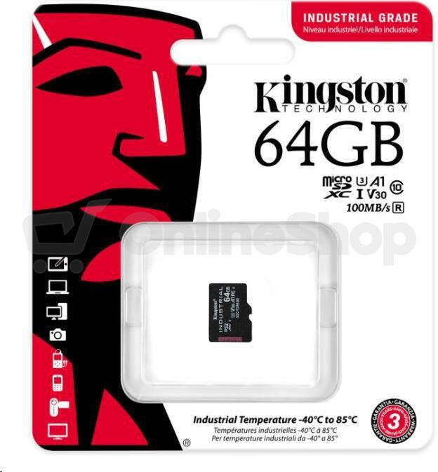 Kingston Industrial/micro SDHC/64GB/UHS-I U3 / Class 10 (SDCIT2/64GBSP)