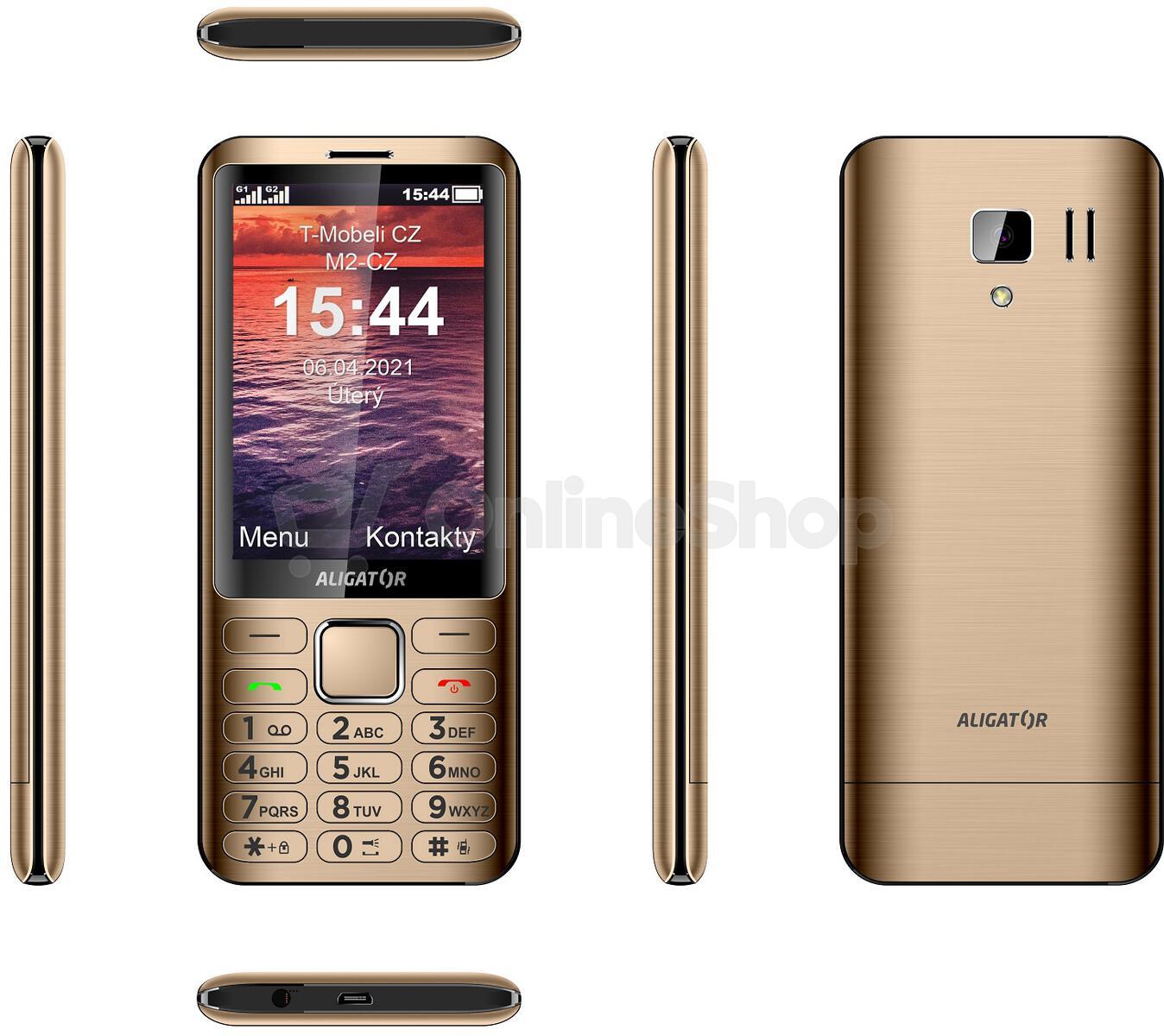 Mobilní telefon Aligator D950 Dual SIM, zlatý