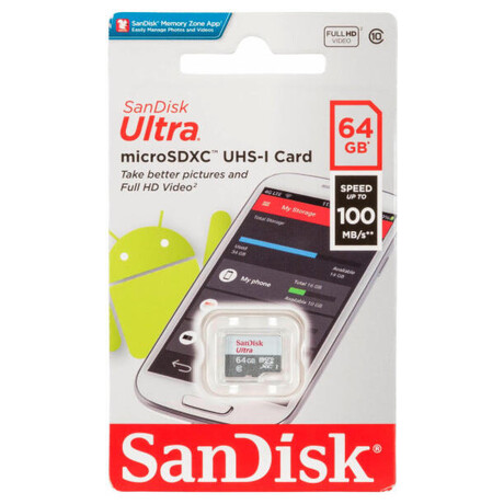 Pamov karta Sandisk MicroSDXC 64GB Ultra (80MB/s, Class 10 UHS-I, Android) (SDSQUNR-064G-GN3MN)