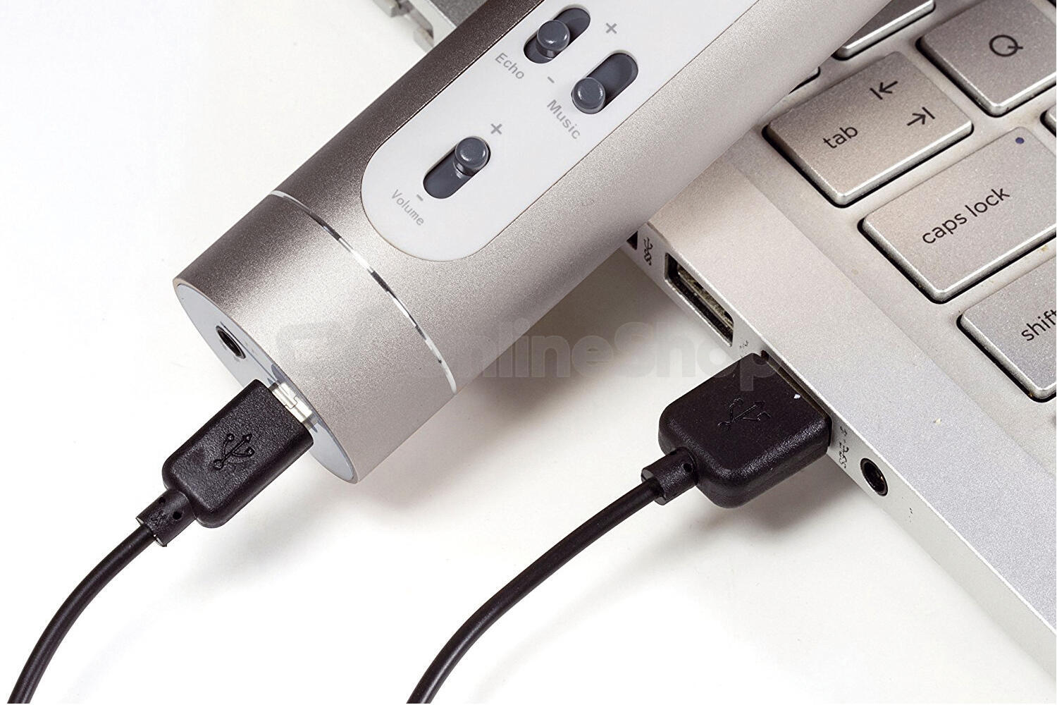Karaoke mikrofon Teddies Bluetooth stříbrný s USB kabelem