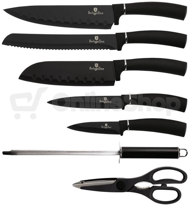 Sada nožů ve stojanu BERLINGERHAUS Black Silver Collection BH-2565, 8 ks