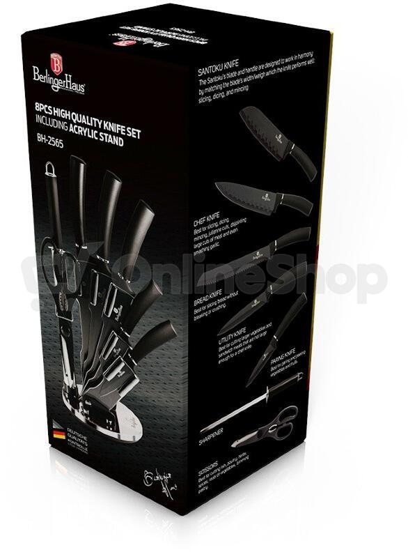 Sada nožů ve stojanu BERLINGERHAUS Black Silver Collection BH-2565, 8 ks