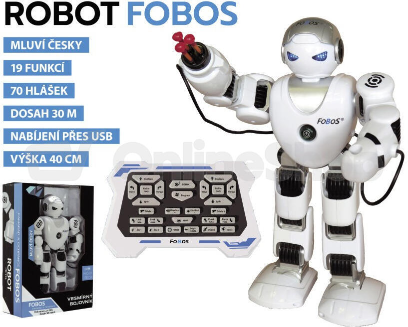 Interaktivní RC Robot Teddies FOBOS chodící, česky mluvící, 40cm