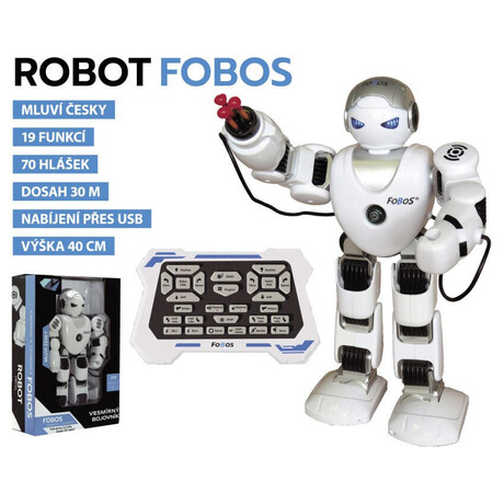 Interaktivn RC Robot Teddies FOBOS chodc, esky mluvc, 40cm