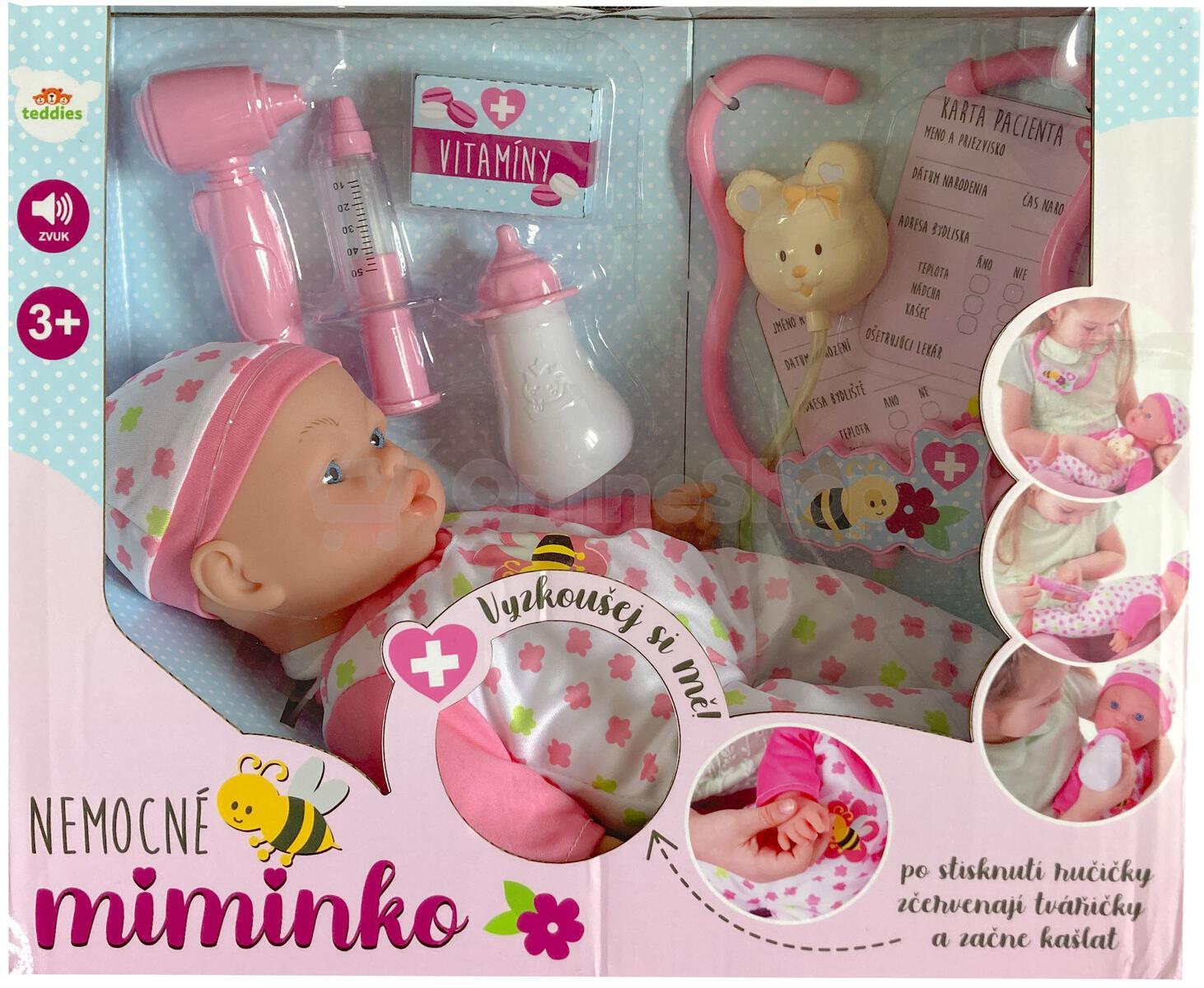 Nemocné miminko Teddies se zvukem, 36cm