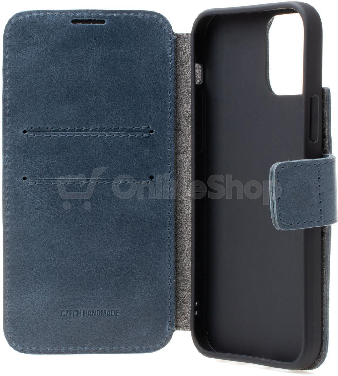 Kožené pouzdro typu kniha FIXED ProFit pro Apple iPhone 13 Pro, modré