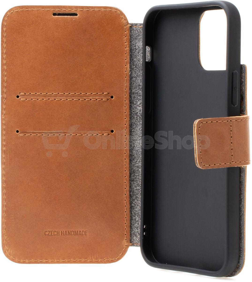 Kožené pouzdro typu kniha FIXED ProFit pro Apple iPhone 13 Pro, hnědé