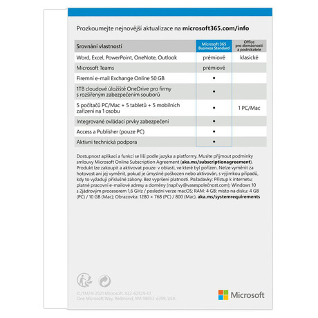 Microsoft 365 Business Standard P8 Mac/Win CZ (KLQ-00643)