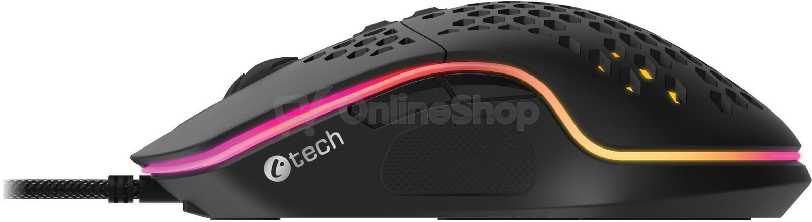 C-Tech Scarab/Herní/Optická/Pro praváky/7 200 DPI/Drátová USB/Černá (GM-18)