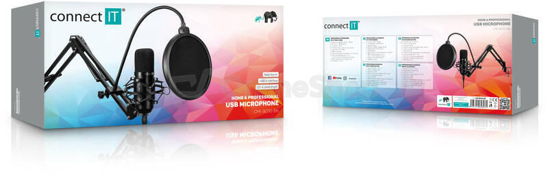 CONNECT IT USB Mikrofon se stolním ramenem ProMic, černá (CMI-9010-BK)