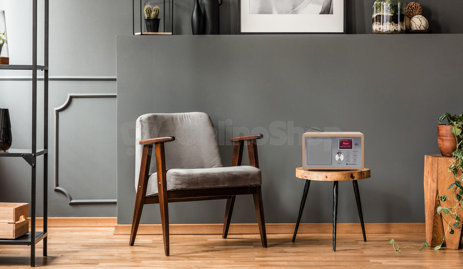Radiopřijímač DAB+ GoGEN DAB 620 BTCS, hnědý/stříbrný