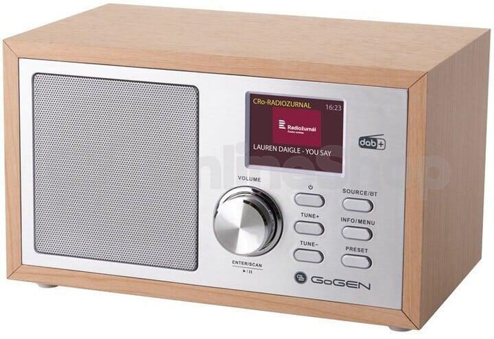 Radiopřijímač DAB+ GoGEN DAB 620 BTCS, hnědý/stříbrný