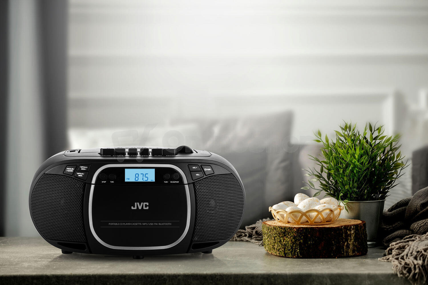 Radiomagnetofon s CD JVC RC-E451B, černý