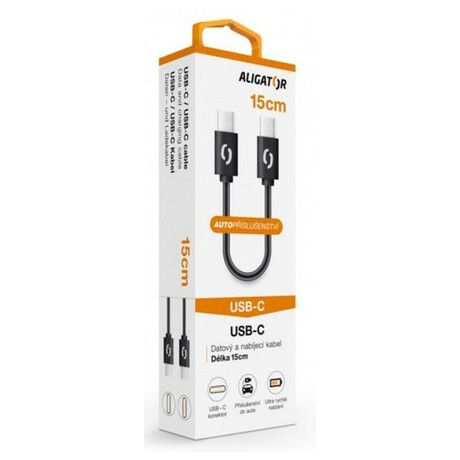 Datový kabel ALIGATOR POWER USB-C/USB-C 15cm, černý