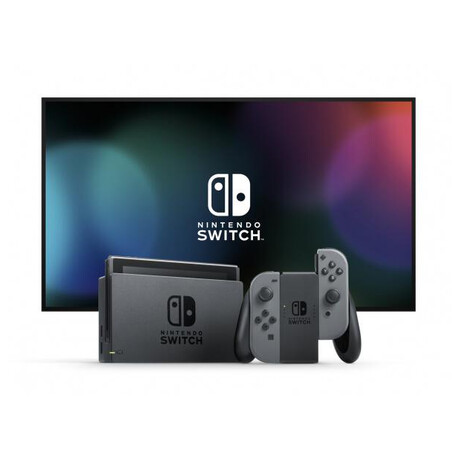 Nintendo Switch console with grey Joy-Con