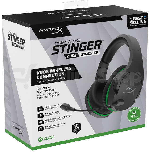 HP HyperX CloudX Stinger Core - Wireless Gaming Headset (Black-Green) - Xbox (4P5J0AA)