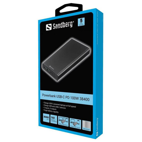 Powerbanka Sandberg USB-C PD 100W 38400 mAh