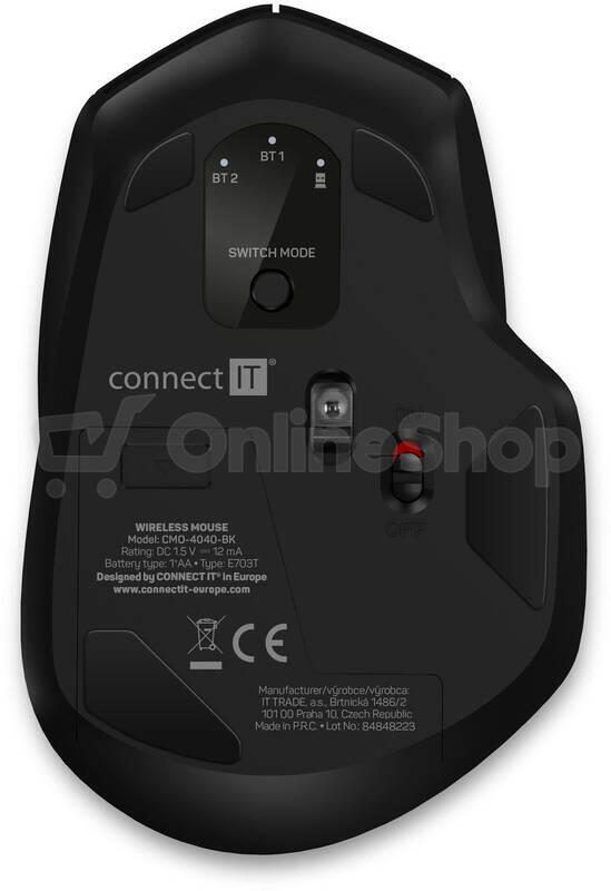 CONNECT IT Triple SmartSwitch bezdrátová myš, 2.4 GHz & BT, ČERNÁ (CMO-4040-BK)