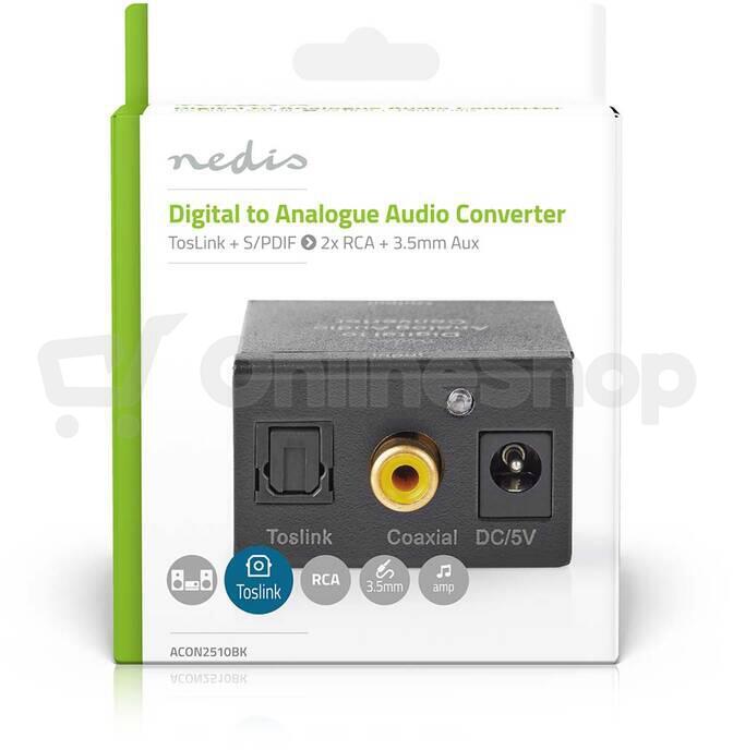 Převodník 2x Cinch/Toslink NEDIS ACON2510BK