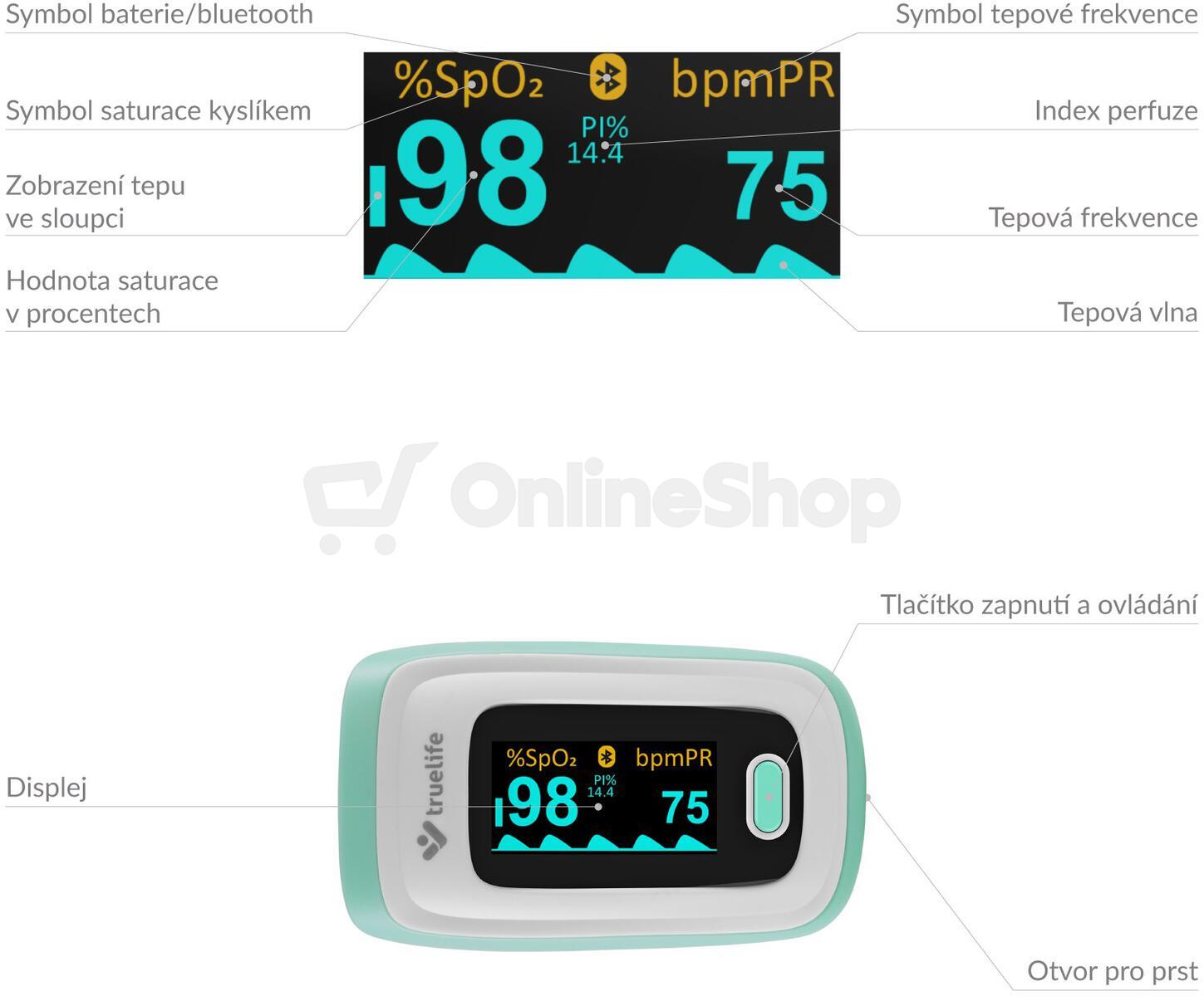 Pulzní oxymetr TrueLife Oximeter X5 BT