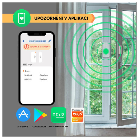 Smart detektor na dvee/okno NOUS E3 ZigBee Tuya