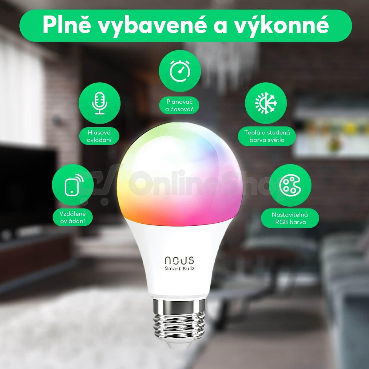 Smart LED žárovka E27 9W RGB NOUS P3 WiFi Tuya