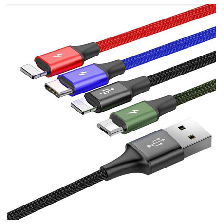 Baseus rychlý nabíjecí / datový kabel 4v1 2* Lightning + USB-C + Micro USB 3,5A 1,2m, černá (CA1T4-A01)