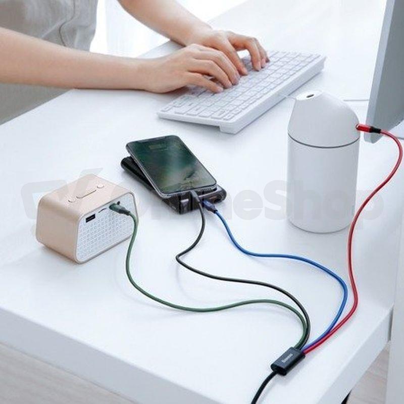 Baseus rychlý nabíjecí / datový kabel 4v1 2* Lightning + USB-C + Micro USB 3,5A 1,2m, černá (CA1T4-A01)