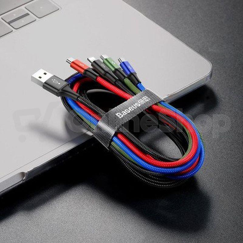 Baseus rychlý nabíjecí / datový kabel 4v1 2* Lightning + USB-C + Micro USB 3,5A 1,2m, černá (CA1T4-A01)