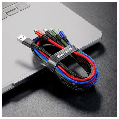 Baseus rychlý nabíjecí / datový kabel 4v1 2* Lightning + USB-C + Micro USB 3,5A 1,2m, černá (CA1T4-A01)
